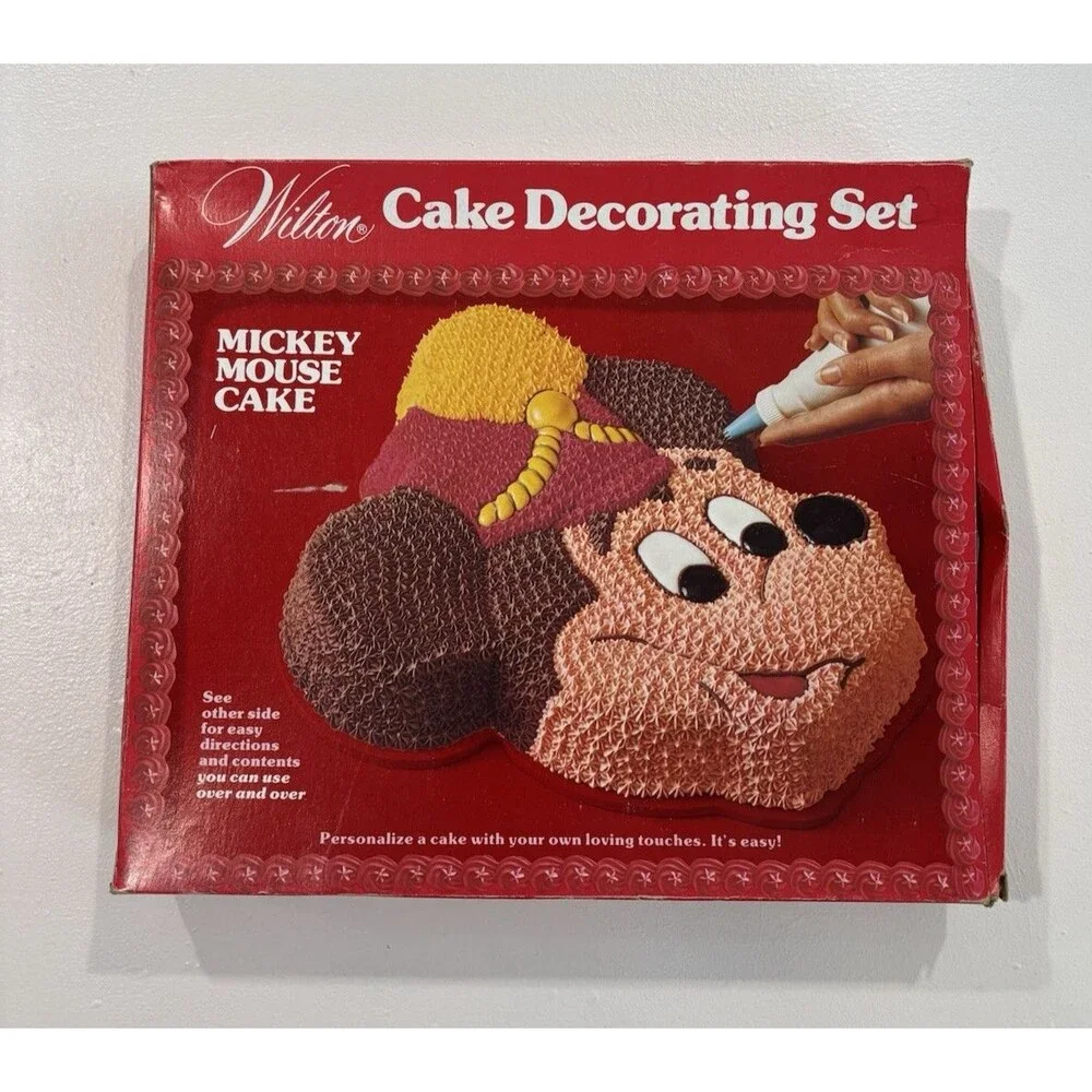 Vintage Mickey Mouse Cake Pan Wilton Box Disney Baking Bakeware Instructions 70s